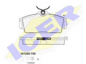 Комплект тормозных колодок (дисковых) ICER 181290700 на NISSAN PRIMERA (P11)