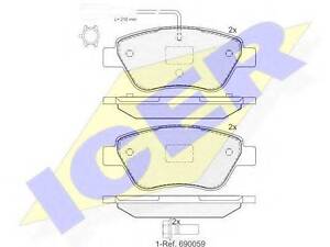 Комплект гальмівних колодок (дискових) ICER 181444203 на FIAT PUNTO EVO (199)