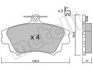 Комплект гальмівних колодок (дискових) METELLI 2202860 на MITSUBISHI CARISMA (DA_)