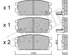 Комплект гальмівних колодок (дискових) METELLI 2205070 на HYUNDAI TERRACAN (HP)