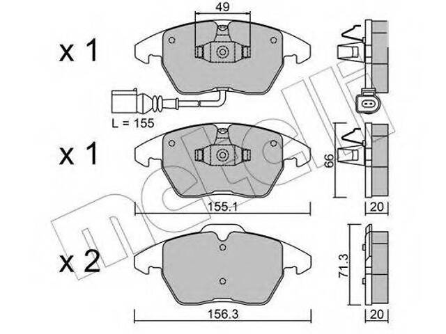 Комплект тормозных колодок (дисковых) METELLI 2205480 на VW PASSAT (362)