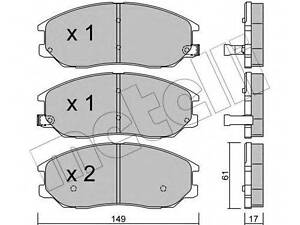 Комплект гальмівних колодок (дискових) METELLI 2206330 на HYUNDAI TERRACAN (HP)