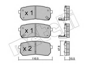 Комплект тормозных колодок (дисковых) METELLI 2207860 на KIA SEDONA Mk II (VQ)