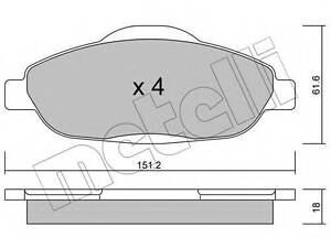 Комплект гальмівних колодок (дискових) METELLI 2208040 на PEUGEOT 308 (4A_, 4C_)