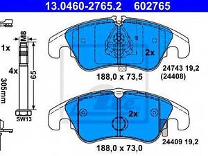 Комплект гальмівних колодок ATE 13046027652 на AUDI A6 (4G2, C7, 4GC)