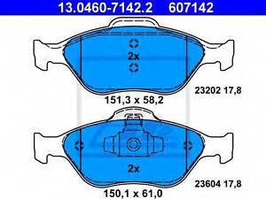 Комплект гальмівних колодок з 4 шт. дисків ATE 13046071422 на FORD FIESTA Mk IV (JA_, JB_)