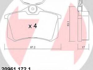 Комплект гальмівних колодок ZIMMERMANN 209611721 на AUDI A8 седан (4D2, 4D8)