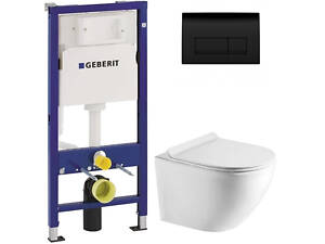Комплект інсталяції Geberit Duofix і унітаза Koller Pool Round Smart Tornado 3.0 з кришкою Soft Close (458.10