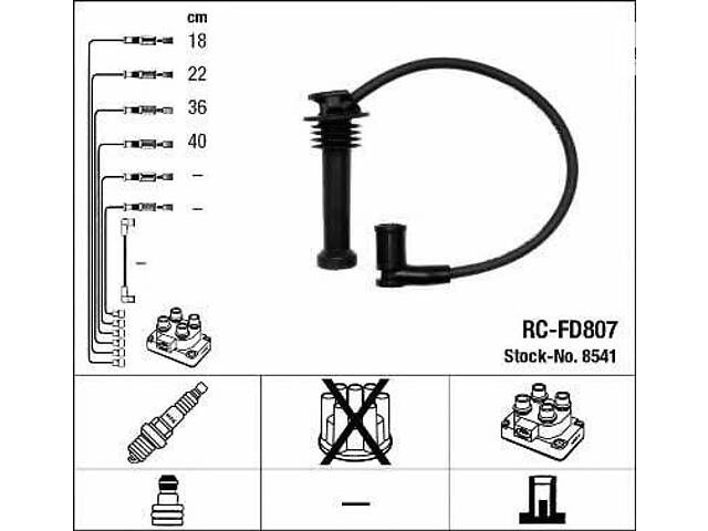 Комплект изолированных проводов для свечей зажигания Ford B-Max 2012-2024 NGK 8541 - Фото 1