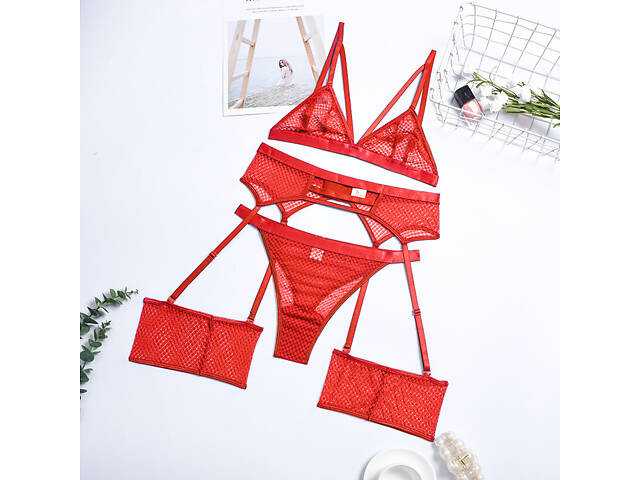 Комплект женского нижнего белья 6916 М красный - Фото 5