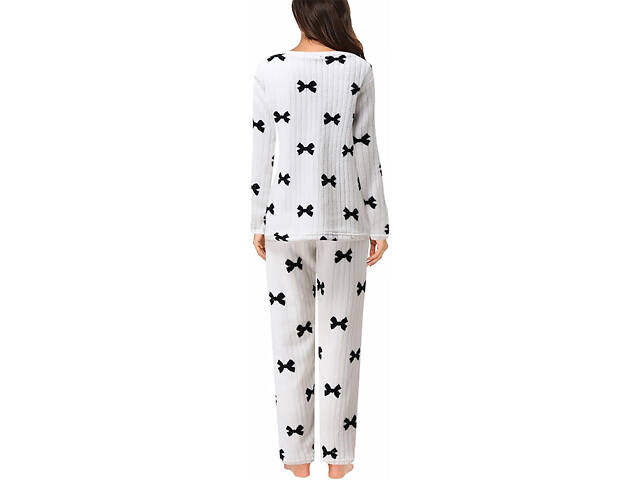 Комплект женской пижамы Lesko 2023 Bow XL White-Black - Фото 2