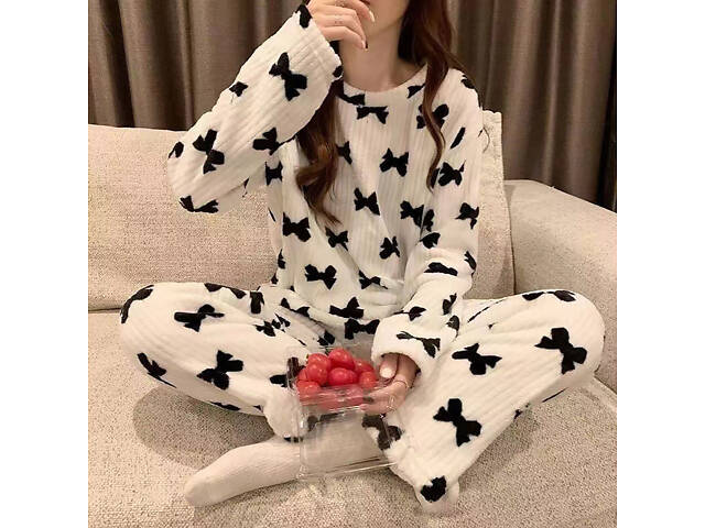 Комплект женской пижамы Lesko 2023 Bow XL White-Black - Фото 5