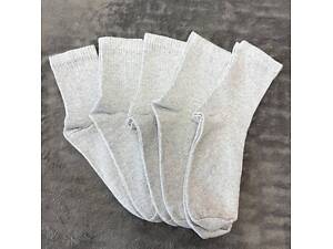 Комплект женских высоких базовых носков в рубчик 5 пар 36-41 р, серые.