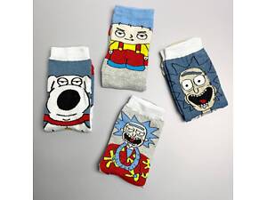 Комплект женских высоких мультяшных носков 4 пары 36-41 р.