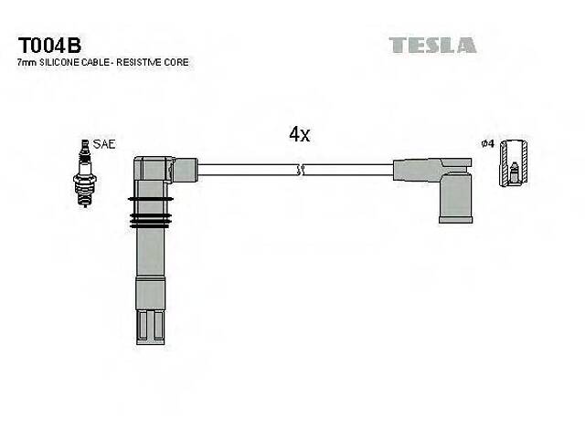 Комплект кабелiв запалювання TESLA T004B на VW GOLF Mk IV (1J1)