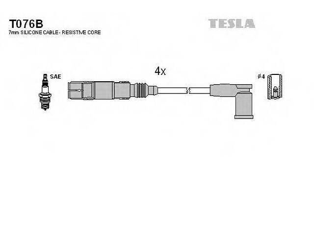 Комплект кабелiв запалювання TESLA T076B на VW GOLF PLUS (5M1, 521) - Фото 1