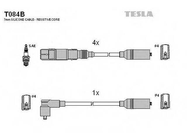 Комплект кабелiв запалювання TESLA T084B на VW PASSAT (3A2, 35I)