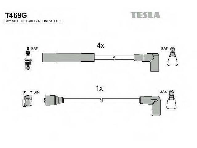 Комплект кабелей зажигания TESLA T469G на FORD SIERRA (GBG, GB4) - Фото 1