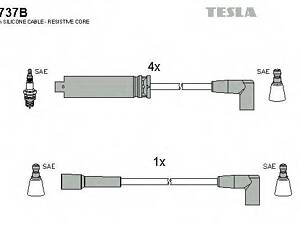 Комплект кабелiв запалювання TESLA T737B на DAEWOO ESPERO седан (KLEJ)