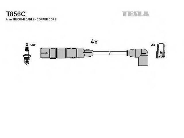 Комплект кабелей зажигания TESLA T856C на VW NOVO FUSCA (9C1, 1C1) - Фото 1