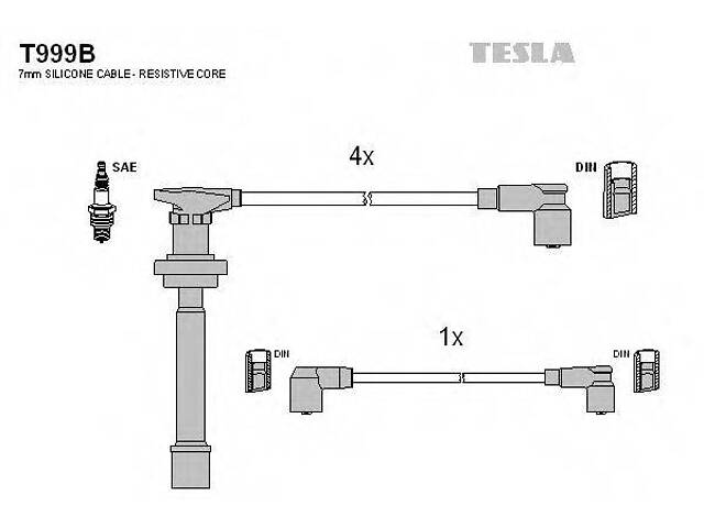 Комплект кабелiв запалювання TESLA T999B на NISSAN SABRE III Наклонная задняя часть (N14)
