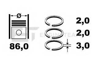 Комплект кільця на поршень (на всі поршня) ET ENGINETEAM R4000900 на MAZDA E-SERIE з бортовою платформою/ходова частина (