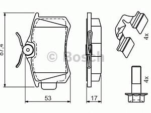 КОМПЛЕКТ КОЛОДОК ГАЛЬМІВНОГО МЕХАНІЗМУ BOSCH 0986494596 на SKODA RAPID Spaceback (NH1)