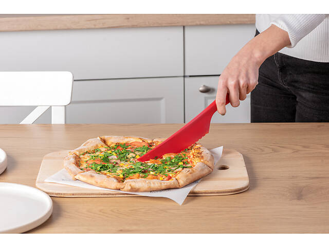 Комплект килимок силіконовий для розкачування тіста, випічки та заморожування напівфабрикатів 81х61 см і ніж пластиковий Червоний - Фото 8