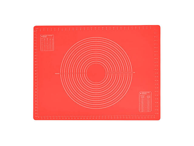 Комплект килимок силіконовий для розкачування тіста, випічки та заморожування напівфабрикатів 81х61 см і ніж пластиковий Червоний - Фото 5