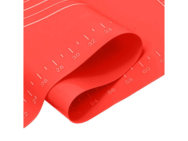 Комплект килимок силіконовий для розкачування тіста, випічки та заморожування напівфабрикатів 81х61 см і ніж пластиковий Червоний - Фото 6