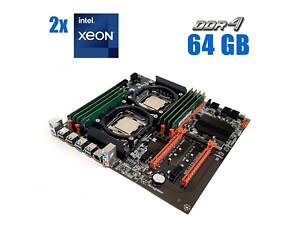 Комплект: Материнська плата ZX-DU99D4_V1.31 + 2x Intel Xeon E5-2660 v4 (14 (28) ядер по 2.0 - 3.2 GHz) + 64 GB DDR4 б/в