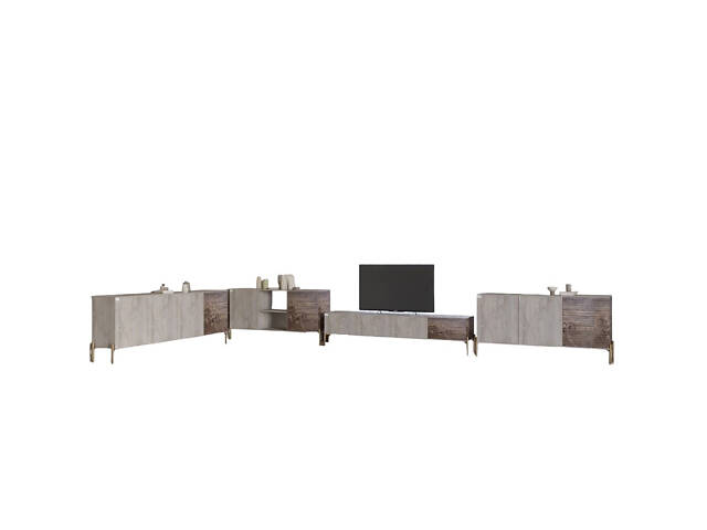 Комплект модульний для вітальні LION Грей 4 елементи з золотими металевими ніжками Шварцвальд/Дерево (LION-042887) - Фото 2