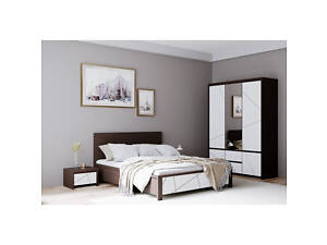 Комплект модульный в спальню ВМК (БРВ) Каспиан МДФ N77781 Венге магия + Белый снег (GRB-1734)