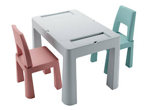 Комплект Multifun Teggi 1+2 (столик та кріселка) сірий/рожевий/бірюзовий TI-011-174 TEGA