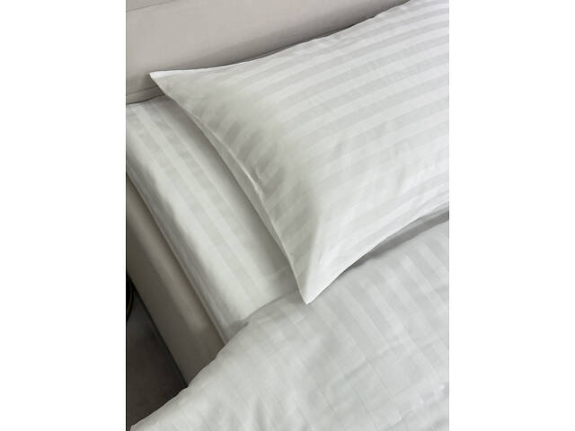 Комплект наволочек Ecotton 50х70 см из страйп-сатина 2 шт. белый в полоску 2х2 гостиничный стандарт. - Фото 2