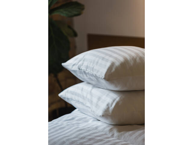 Комплект наволочек Ecotton 70х70 см из страйп-сатина 2 шт. гостиничный белый в полоску 2х2. - Фото 4