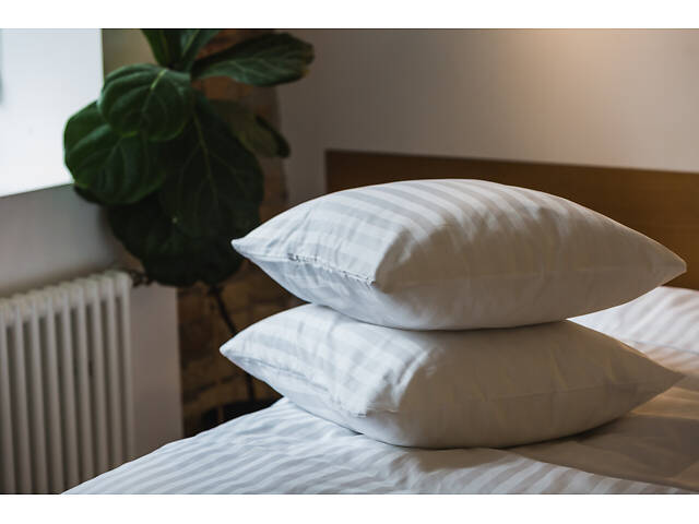 Комплект наволочек Ecotton 70х70 см из страйп-сатина 2 шт. гостиничный белый в полоску 2х2. - Фото 6