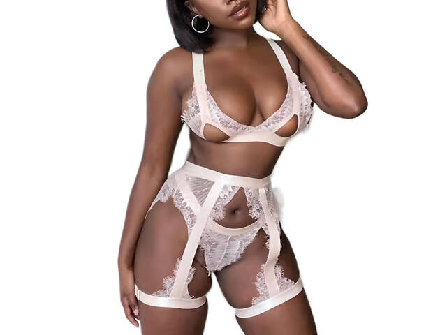 Комплект нижньої білизни We Love з поясом зі стріпами 3XL Білий (3XL_white_DLSC727) - Фото 1