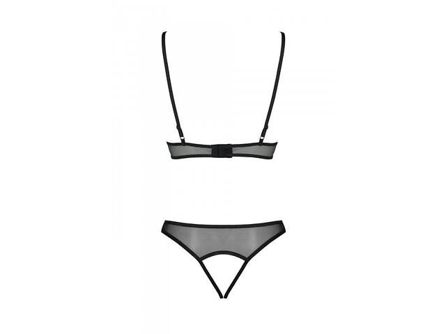 Комплект Passion Кріста Set black S/M: браллет з ажурним ліфом і відкритими трусиками Feromon - Фото 4