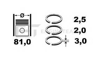 Комплект поршневых колец для моделей: AUDI (100, 100,100,100,A6,A6), VOLVO (850,V70,S70,S80,850,V70), VOLKSWAGEN (TRAN