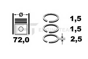 Комплект поршневых колец   для моделей: CITROËN (SAXO, BERLINGO,BERLINGO,C3,C2,C3), PEUGEOT (106,PARTNER,206,206,206+)