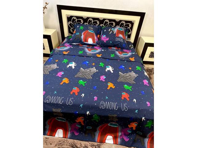 Комплект постільної білизни в дитяче ліжечко 'Синій космос' - Фото 1