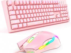 Комплект проводная игровая клавиатура и мышь ONIKUMA G25 CW905 Pink