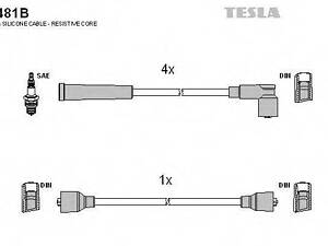 Комплект дротів запалювання TESLA T481B на MAZDA FAMILIA II Похила задня частина (BD)
