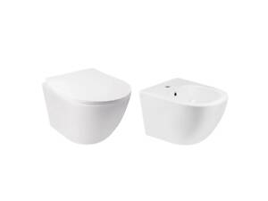 Комплект Qtap Jay 2 в 1: унітаз підвісний Rimless + біде підвісне