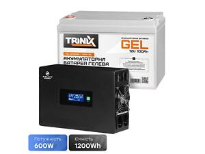 Комплект резервного питания 600W 1200Wh: высокочастотный инвертор Kraft KRF-SAVR600VA/600W-12V + аккумуляторная батарея