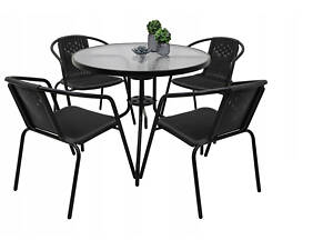 Комплект садових меблів Jumi Jupiter-4 круглий стіл Чорний 5 шт.