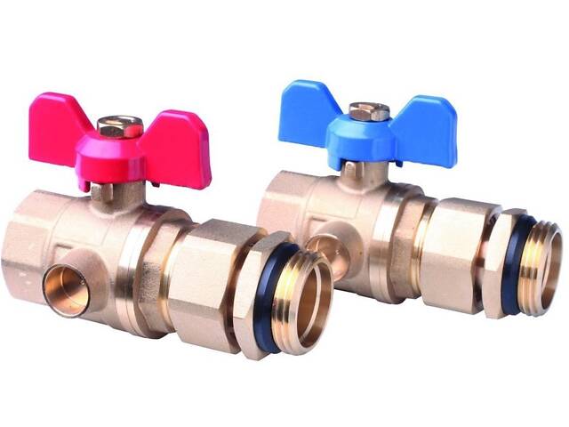Комплект шаровых кранов Danfoss FHF-BV для подключения коллекторов, 2шт - Фото 1