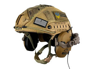 Комплект шлем FAST Helmet NIJ IIIA/наушники Walkers Razor Slim с чебурашкой/кавер S Мультикам