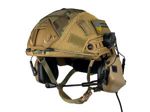 Комплект шлем FAST Team Wendy Helmet NIJ IIIA/наушники Earmor M32H MOD3/кавер XL Койот